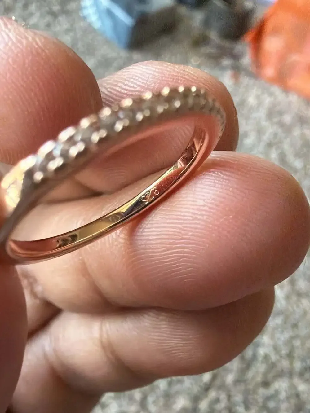 Rose Gold Plated Sterling Silver Cubic Zirconia Half Eternity Stacking Band